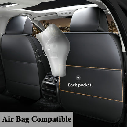 Car Seat Covers Full Set – 5-Seat PU Leather Airbag Compatible Universal Fit Sedan SUV Truck Waterproof with Front Storage Bag & Detachable Armrest