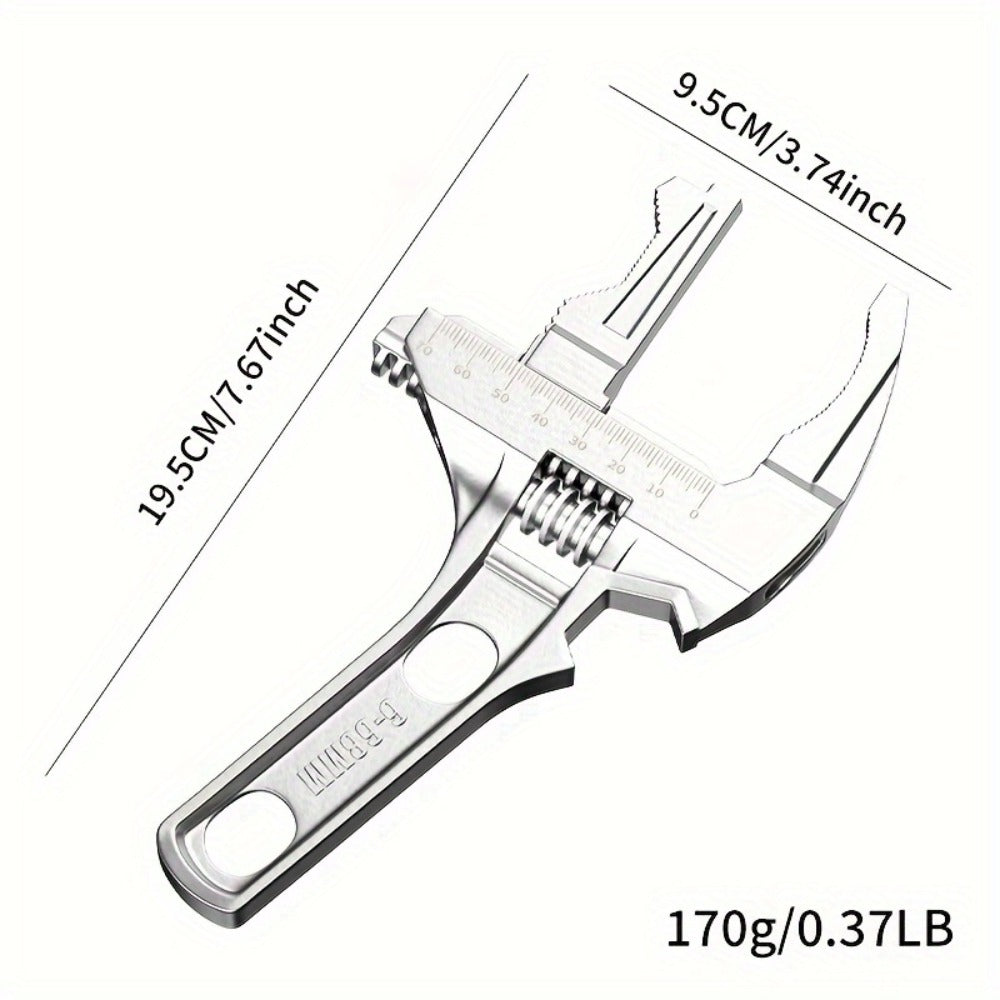 Adjustable Double-Ended Bathroom Wrench for Sink, Faucet and Pipe Work in Black or Silver Finish