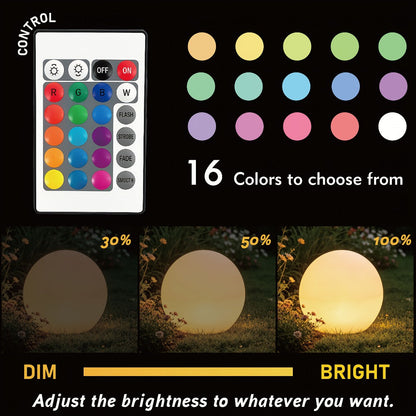 Solar Outdoor Lights 8-Inch RGB Globe with Remote, 16 Colors, 8 Brightness Levels and 4 Effects
