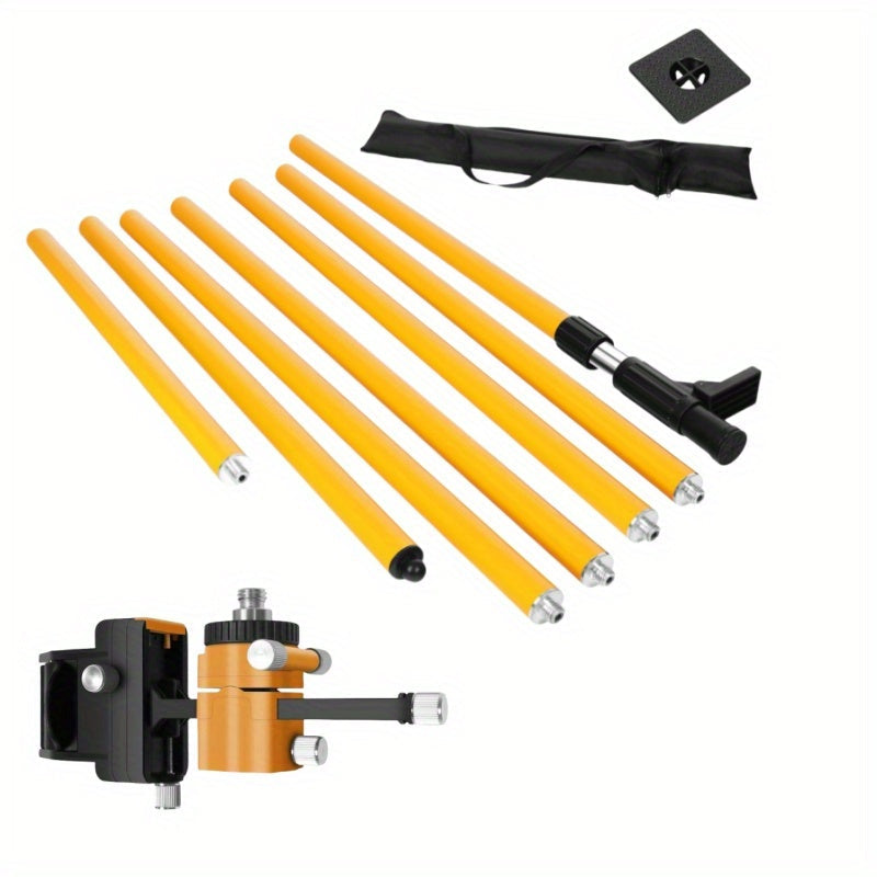 Laser Level Pole Telescopic Grade Rod 11FT/19FT Adjustable Support Staff with 1/4"-20 Mount & 5/8"-11 Adapter for Rotary Line Laser Leveling Alignment