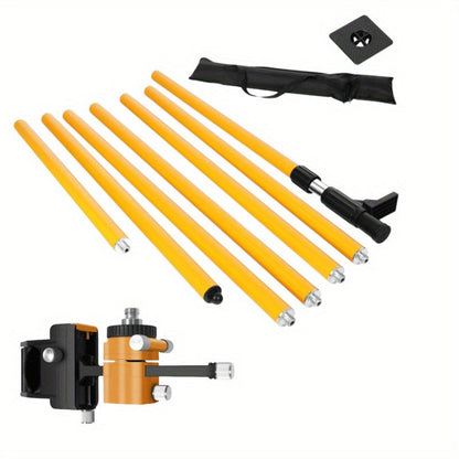 Laser Level Pole Telescopic Grade Rod 11FT/19FT Adjustable Support Staff with 1/4"-20 Mount & 5/8"-11 Adapter for Rotary Line Laser Leveling Alignment