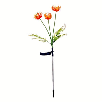 Solar Garden Light Flower Stakes 2-Pack with Three Heads and Yellow, Pink or Red Options for Lawn Decor