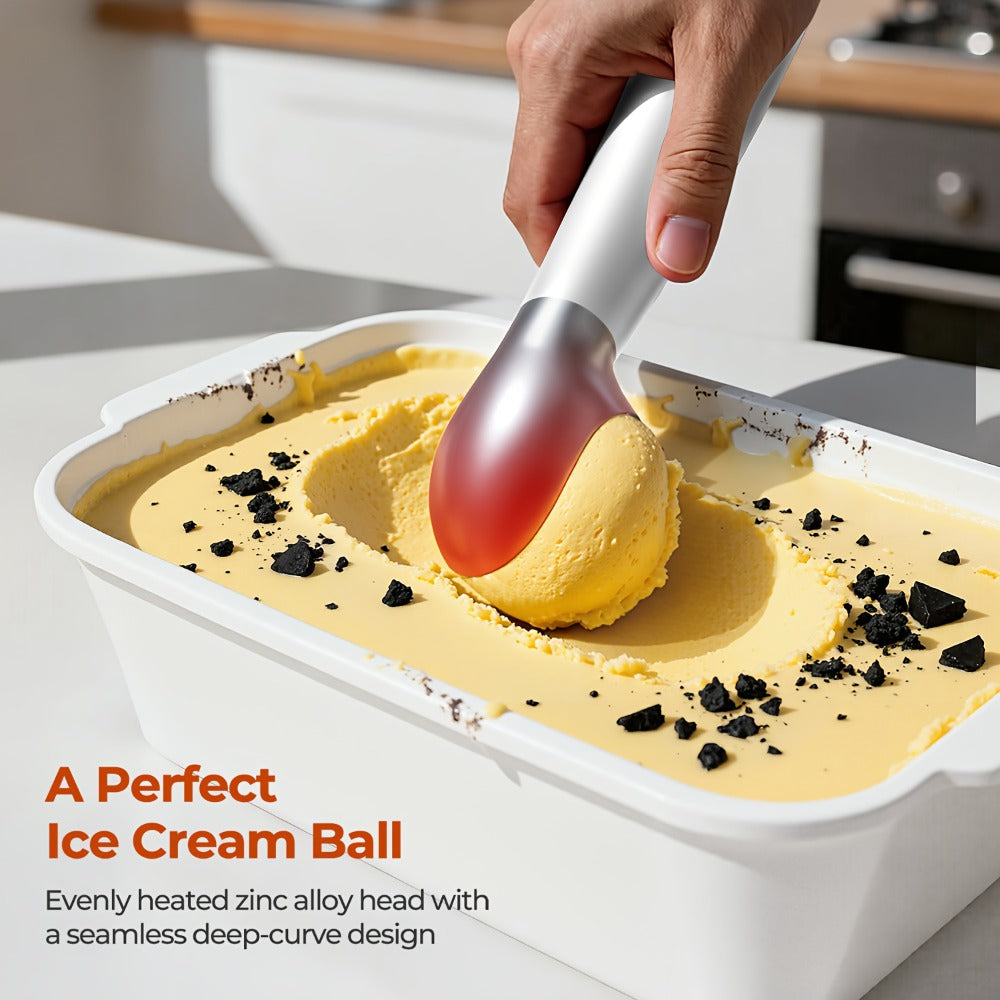 Electric Heated Ice Cream Scoop USB-C Rechargeable with 3 Temperature Settings 120°F 140°F 160°F IPX7 Waterproof Ergonomic Handle Gift for Ice Cream Lovers