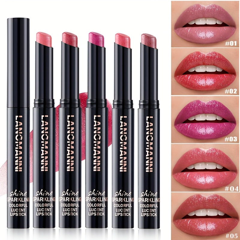 Angled Tip Lipstick Set 5 Shades — Diagonal Precision Lip Makeup, Long-Lasting Highly Pigmented Smooth Formula, Multi-Color Beauty Gift for Women Beginners & All Occasions