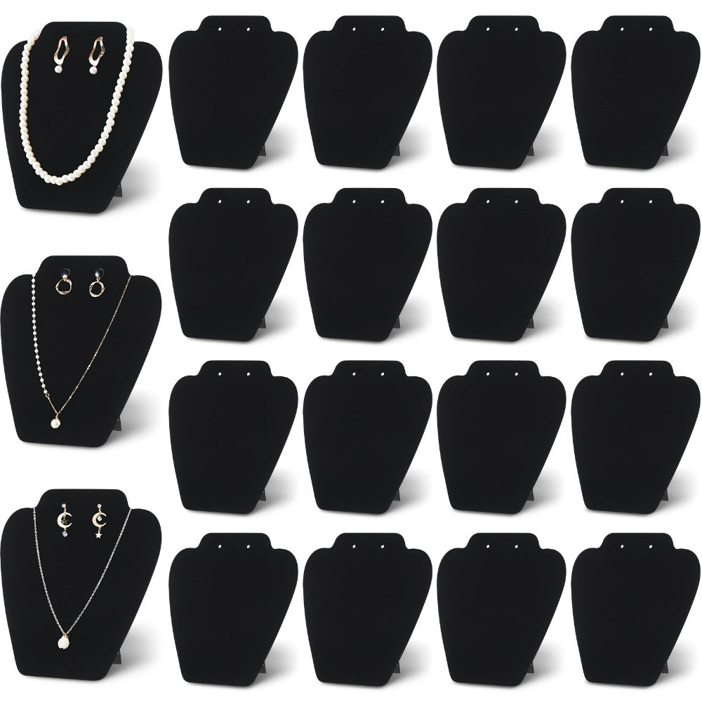 24-Piece Jewelry Display Easel Set with Black Velvet-Labeled Panels, Graduated Sizes and Folding Supports