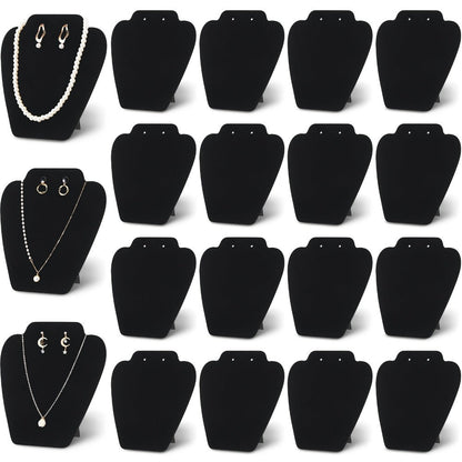 24-Piece Jewelry Display Easel Set with Black Velvet-Labeled Panels, Graduated Sizes and Folding Supports
