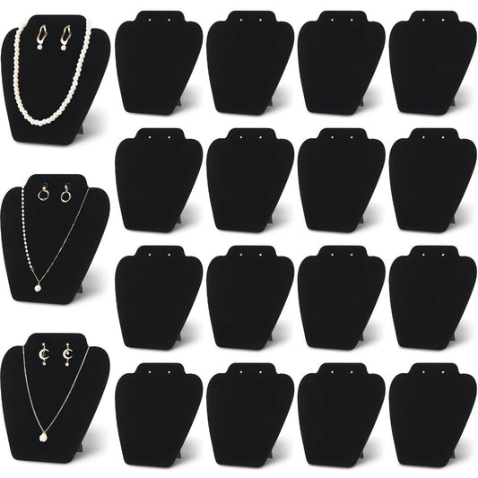 24-Piece Jewelry Display Easel Set with Black Velvet-Labeled Panels, Graduated Sizes and Folding Supports