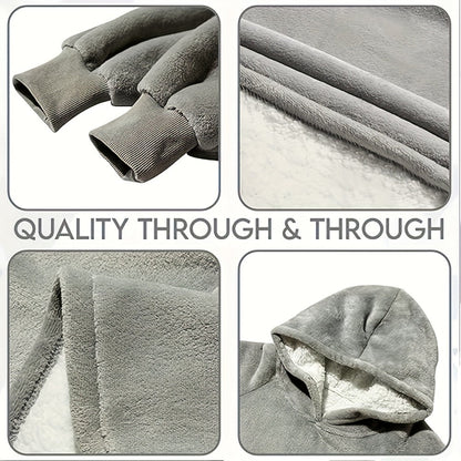 Hooded Wearable Blanket – Double-Sided Flannel Suede Hoodie Blanket for Women & Men, 500gsm Oversized Warm Cozy Sweatshirt