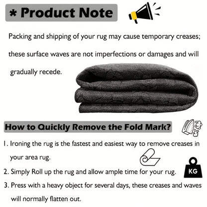 Machine Washable Area Rug Black White Geometric Non-Slip Rubber Backing Low Pile Non-Shedding Living Room Bedroom Kitchen Bathroom
