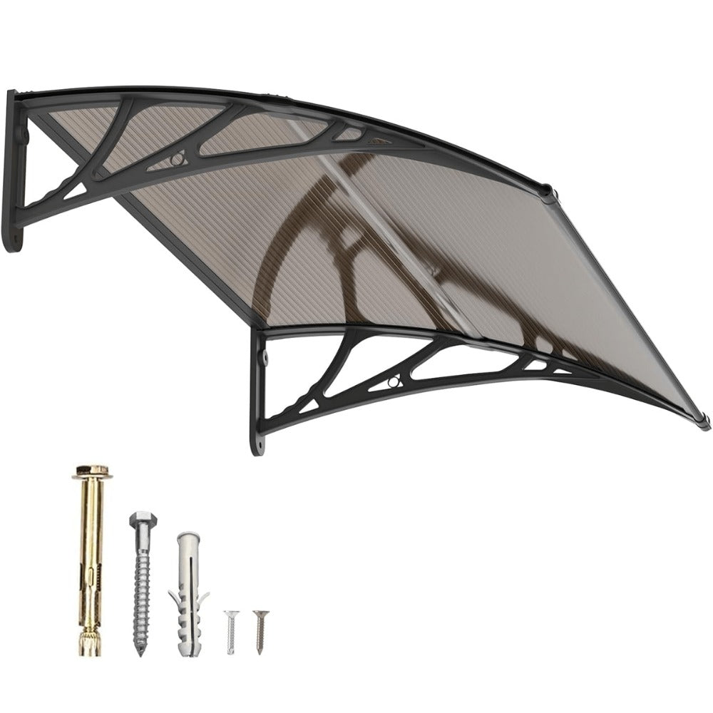 Window Awning Door Canopy Polycarbonate Overhang, UPF 50+ UV & Rain Protection, Leak-Proof Hollow Sheet