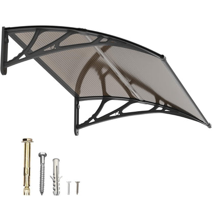 Window Awning Door Canopy Polycarbonate Overhang, UPF 50+ UV & Rain Protection, Leak-Proof Hollow Sheet