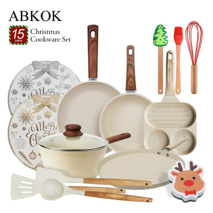 Non-Stick Cookware Set 7 12 & 15 Piece Induction Compatible – Frying Pan Steamer Silicone Spatula & Tongs | Complete Pots and Pans Cooking Set | Perfect Wedding Housewarming Gift for Friends