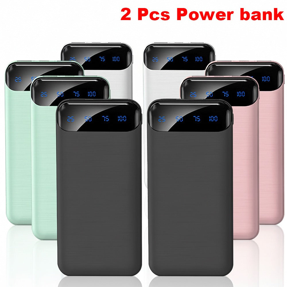 20000mAh Portable Power Bank 2-Pack with LED Display – Fast Charging Type-C & USB, Emergency Backup Battery for iPhone Android Phone Outdoor Travel Camping Gift