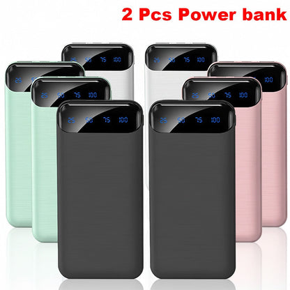 20000mAh Portable Power Bank 2-Pack with LED Display – Fast Charging Type-C & USB, Emergency Backup Battery for iPhone Android Phone Outdoor Travel Camping Gift