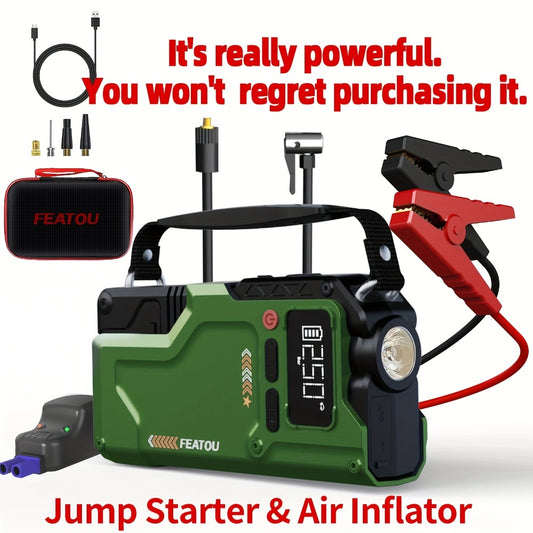 20000A Jump Starter with Air Compressor 150PSI Digital Tire Inflator – Portable Heavy-Duty Battery Pack Car Jumper Starter with USB-A & USB-C Charging for Gas & Diesel Engines (Enhanced Version)