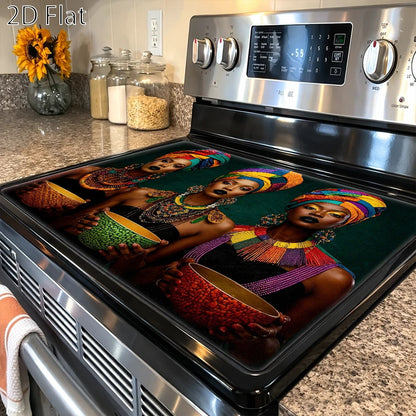 Colorful Portrait Pattern Stove Protector Mat, 28.35 x 20.47 Inches with Rectangular Format