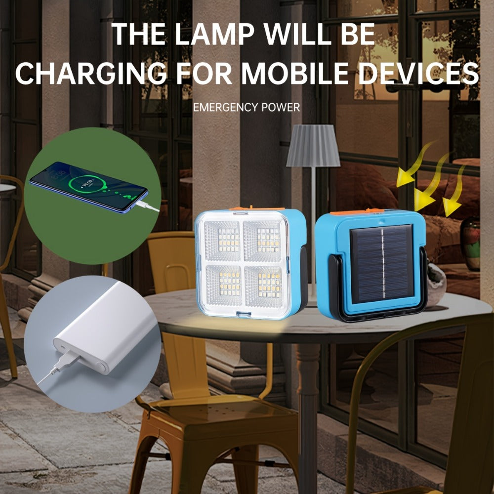 Solar Camping Lantern Ultra-Bright 4 Adjustable Modes – Solar & USB Rechargeable Multifunctional Searchlight with Bracket & Hook for Camping, Hiking, Emergency & Outdoor Use