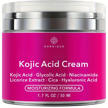 Face Cream Kojic Acid and Hyaluronic Acid 50ml Formula in One-Jar or Two-Jar Pack Options for AM and PM Use