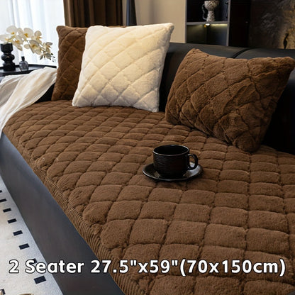 Sofa Cover Plush-Texture Cushion Panels in Pillowcase and 1, 2, 3 or 4-Seat Dimensions in Four Colors