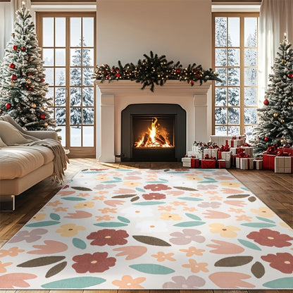Area Rug 8x10 Ft Soft Non-Slip Machine Washable Large Floor Rug with Floral Forest Animal Patterns for Living Room Bedroom Home Decor – Durable Easy Clean Indoor Carpet