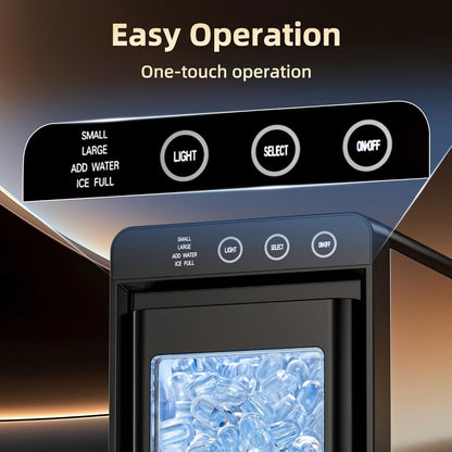 Black Countertop Ice Maker with 28 lb Daily Label, 8 Cubes per 6 Minutes, 27 oz Tank and Scoop