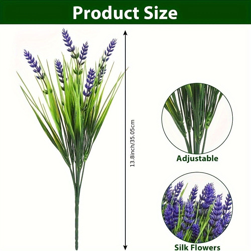 Artificial Flowers 11-Piece Lavender Stem Set in Purple Plastic for Garden, Wedding and Home Displays
