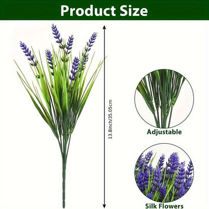Artificial Flowers 11-Piece Lavender Stem Set in Purple Plastic for Garden, Wedding and Home Displays