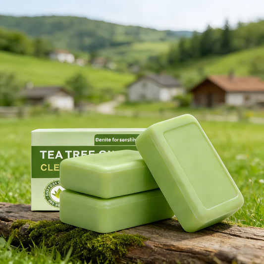 Tea Tree Bar Soap 3 Pack Handmade Plant Essence Deep Cleansing Antibacterial - Pore Purifying Natural Fragrance Face Body Wash for Acne Oily Skin All Skin Types