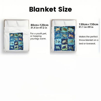 1pc Underwater Turtle Splicing Pattern Blanket-Lightweight Home Furnishings Bedding Throw for Sofa Bed Travel Camping Livingroom Office Couch Chair And Bed-Digital Printing Blanket with Soft And Warm Flannel, 2D Flat