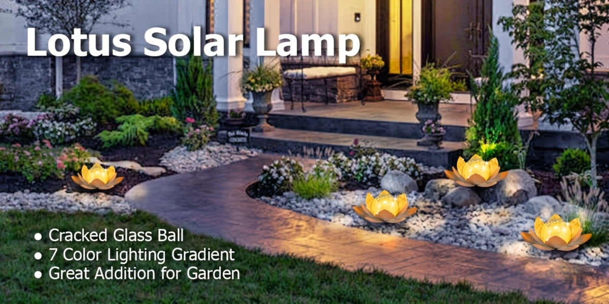 Solar Lotus Cracked Glass Ball Garden Lamp 2pcs, Metal Cracked Ball Solar Light for Outdoor & Indoor Decoration