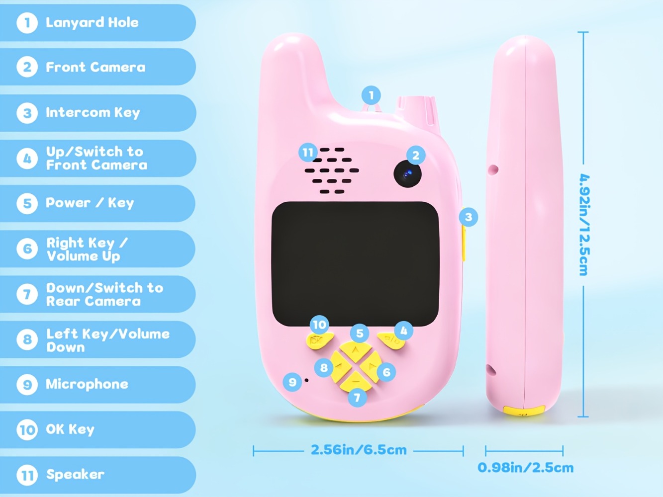 Kids Video Walkie Talkies 2 Pack with Video Call, Voice Changer & Dual Camera – Long Range Outdoor Toy, Birthday Gift for Boys Girls Age 4+, Indoor Camping Hiking Play
