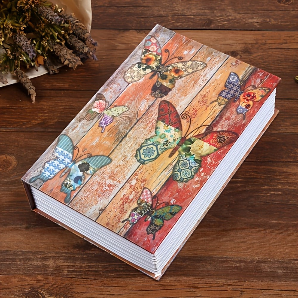 Book Safe Storage Organizer with Key Lock and Butterfly or Rose Cover for Money and Jewelry