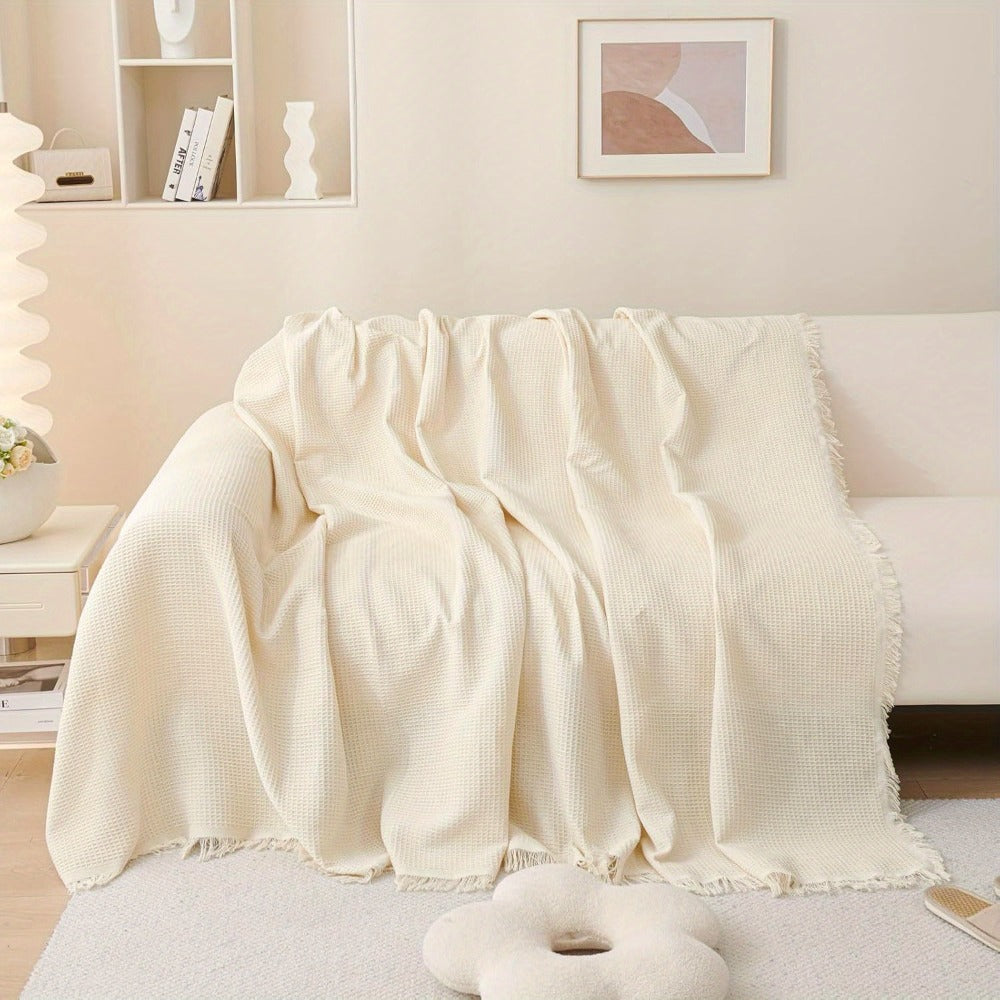 Sofa Throw Cover with Tassels Scratch Resistant Breathable Couch Blanket Slipcover Multifunctional All Season Settee Cover for Living Room Bedroom - Multiple Sizes and Colors