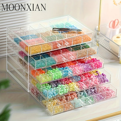 Jewelry Storage Box 5-Layer Drawer Organizer – Transparent Nail Art Accessory Storage Container for Earrings Rings Necklaces Beads 120 Cells