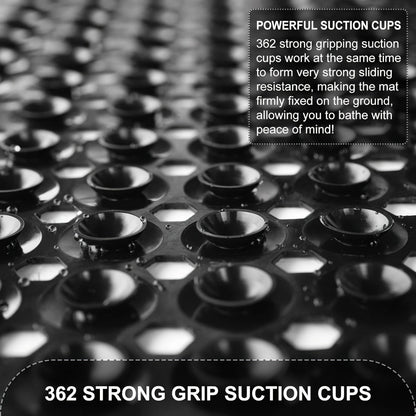Two-Piece Black Bath Mat Set with Suction Cups, Drain Holes and Three Exact Checkout Options