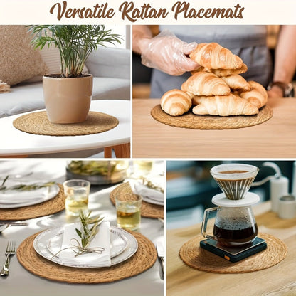 Round Braided Table Placemats in 6-, 10-, 20-, 30- or 50-Piece Options with 12-Inch Diameter