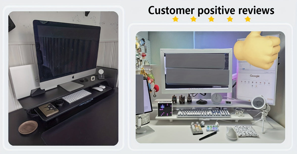 Dual Monitor Stand Riser with Storage E-Sports Style, Adjustable Height Desk Organizer with Cable Management