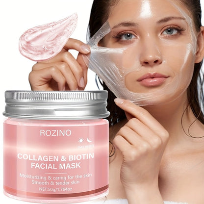 Biotin Collagen Face Mask 50g, Hydrating Anti-Aging Skin Firming Mask, Day & Night Brightening Treatment, Smooths Wrinkles & Plumps Skin for Youthful Radiant Complexion – Ideal Skincare Gift for Women