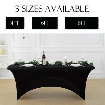 Tablecloth Fitted Stretch Cover Set for 4, 6 or 8-Foot Rectangle Tables in 3 or 5-Piece Packs