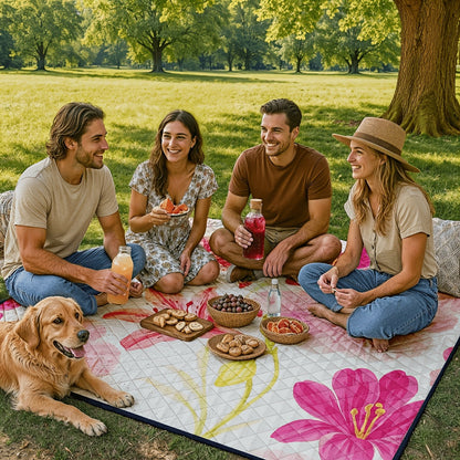 Large Padded Picnic Blanket with Roll-Up Carry Straps and Five Evidence-Bound Pattern Options