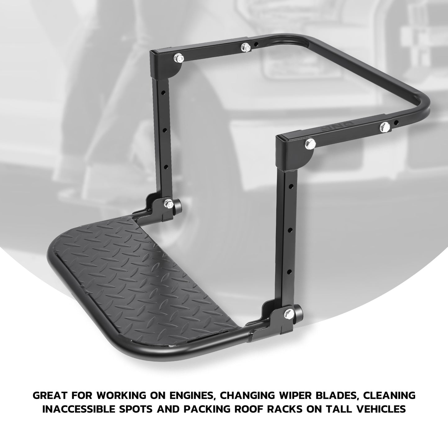 Folding Tire Step Heavy Duty 330 lbs Adjustable Universal Truck SUV RV – Fits 9–13" Tires 4 Height & Width Positions Slip-Resistant Rooftop Access