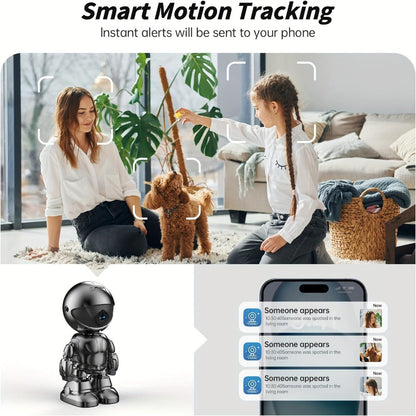 Security Camera 3MP Robot-Style Indoor Model with 360 Pan-Tilt, Auto Motion Tracking and Two-Way Audio