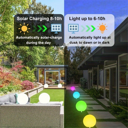 Solar Outdoor Lights 8-Inch RGB Globe with Remote, 16 Colors, 8 Brightness Levels and 4 Effects