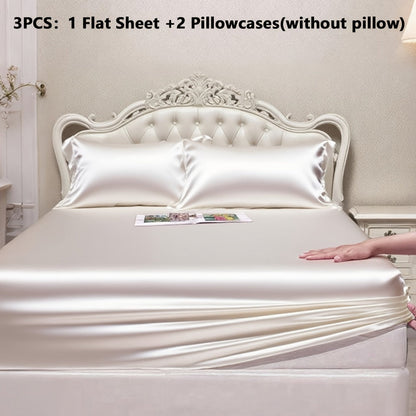 Satin-Style Fitted Sheet Set with Pillowcases in Eight Colors and Twin, Full, Queen or King Sizes