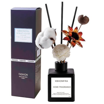 Reed Diffuser with Real Flowers & Essential Oil - Long-Lasting Home Fragrance Scent Sticks for Bedroom Bathroom Living Room, Jasmine Gardenia Sandalwood Citrus