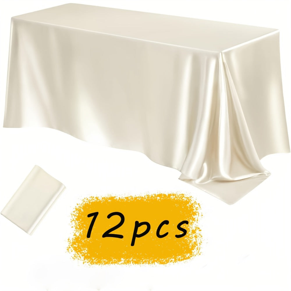 Satin Tablecloth 12pcs 57"x102" Rectangular Silky Smooth Fabric Table Cover for Wedding Banquet Birthday Party Holiday Event