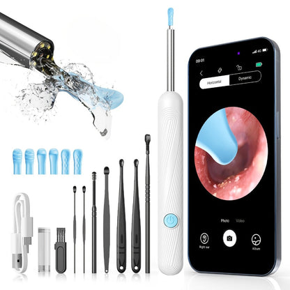 1080P-Marked Visual Ear Camera Kit with Six LED Lights, USB Charging and Black or White Accessory Sets