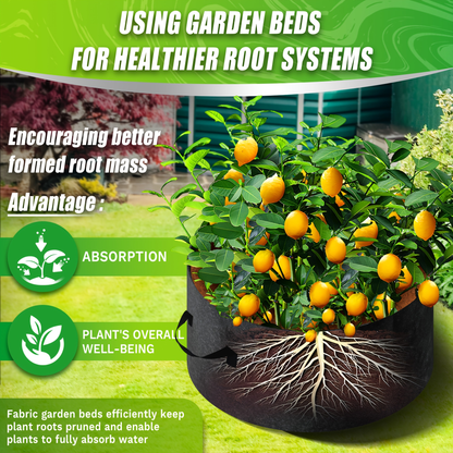 Round Divided Fabric Raised Grow Bed with Handles in 24-, 36-, 48- or 60-Inch Diameter Options