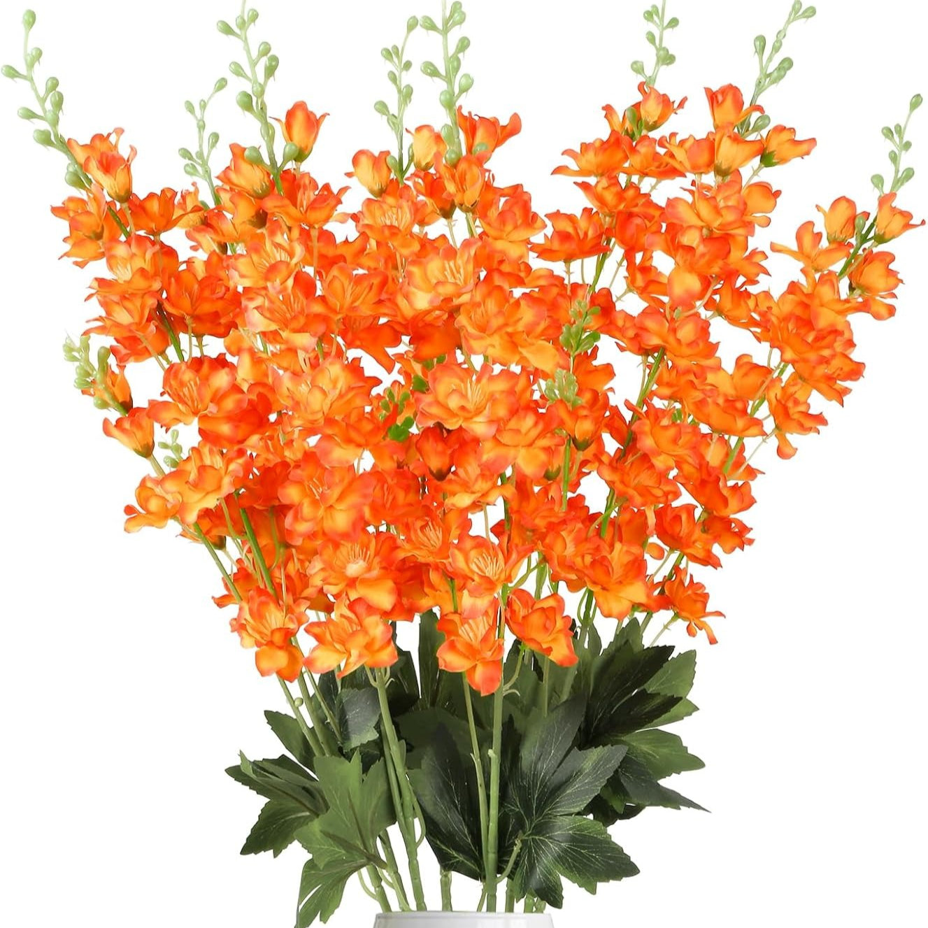 Artificial Flowers Eight-Piece Delphinium Larkspur Set with 33.5-Inch Silk Stems in 11 Colors