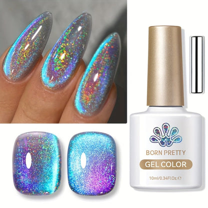 Gel Nail Polish in 10ml 9D Holographic Rainbow Cat-Eye with Magnetic Swirl and UV/LED Cure